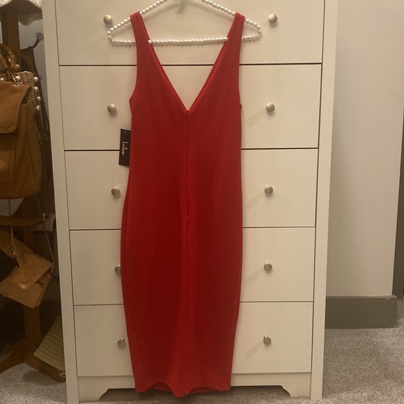 NWT Lulu’s Iconic Moment Red Bodycon Midi Dress - Picture 5 of 9
